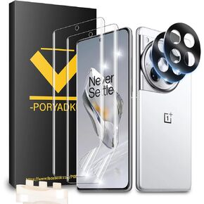 WILLONE 4 Pcs For OnePlus 12 Screen Protector, 2 Pcs Self-Healing EPU Film + 2 Pcs Camera Lens Protector, Fingerprint Suitable, Easy Installationm, Case Friendly, For One Plus 12 Screen Protector