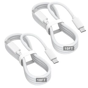 USB C to USBC Fast Charging Cable for Apple 10ft,2Pack 60W Extra Long Type C to C Fast Charger Cord for iPhone 15/16 Pro,15/16 Plus,15/16 Pro Max, for MacBook Pro/Air,iPad,for Samsung Galaxy,Pixel