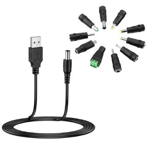 كابل الطاقة العالمي 5V DC ، USB إلى DC شحن الحبل مع مقابس محول 10pcs متوافقة مع جهاز التوجيه كاميرا ويب ، بنك الطاقة ، لعبة ، مسجل ، مكبر صوت بلوتوث ، الماسحة الضوئية ، DVR ، مربع القرص الثابت ، مربع USB إلخ.
