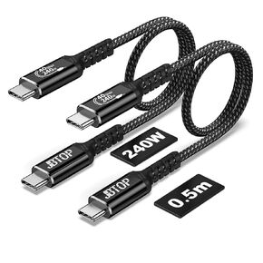 USB 4 Data Cable(1.5FT, 2packs) 40Gbps Data Transfer, 8K Video and USB C to USB C 240W Charging, Compatible with iPhone 15/Pro/Plus/Pro Max, Samsung Galaxy, Thunderbolt 4/3 Cable and USBC