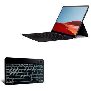 BoxWave Keyboard Compatible with Microsoft Surface Pro X (13 in) - SlimKeys Bluetooth Keyboard - with Backlight, Portable Slim LED 7 Colors - Jet Black