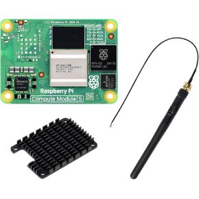 Waveshare CM5 Pi Compute Module 5，Comes with an Official Raspberry Pi CM5004032 (Without Wireless, 4GB RAM, 32GB eMMC Flash), an Antenna Kit and a HEATSINK (3 Items)