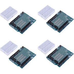 4 Pieces of UNO R3 ProtoShield Prototype Expansion Board with SYB-170 Mini Breadboard Based on Arduino UNO R3 ProtoShield