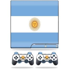 MightySkins Skin Compatible with Sony Playstation 3 PS3 Slim Skins + 2 Controller Skins Sticker Argentina Flag