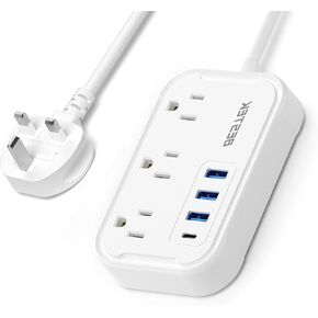 Britain Ireland Travel Plug Adapter, International Power Adaptor with 1 USB C PD20W, 3 American Outlets and 3 USB Ports, 7 in 1 Type G Plug Adapter
