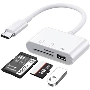 USB C SD Card Reader, SD Card Adapter with SD MicroSD USB 3 Ports, Meliya USBC Memory Card Reader for iPhone 16/15 Pro Max, iPad Pro/Air/Mini, Mac, MacBook Pro/Air, Android Phone Tablet (USB-C Port)