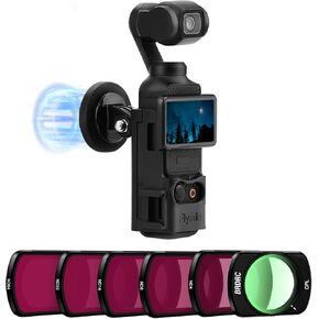 Pocket 3 Magnetic Mount & ND Filters Set, Magnet Bracket Expansion Adapter Holder with Cold Shoe on Car, Railings and 6 Pack ND Filters (CPL, ND4 - ND64) for DJI Osmo Pocket 3 Camera Accessories