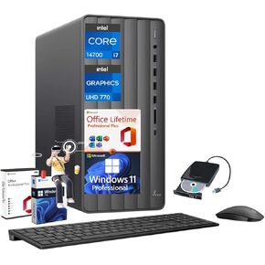 HP Envy Desktop Computer PC - Intel i7-14700(Up to 5.4GHz), Windows 11 Pro, Microsoft Office Lifetime, Wi-Fi 6, Intel UHD Graphics, TE01-5002 (64GB RAM | 2TB SSD)