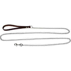 Leather Handle Chew Proof Dog Chain, 6', Lead
