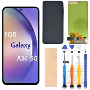 Original 6.7 inch Amoled LCD Digitizer for Samsung Galaxy A36 5G Screen Replacement SM-A366U1, A366E, A366B/DS Touch Display, Full HD Digitizer Assembl (with Frame Black US Version)