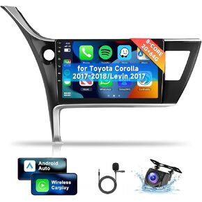 [8 CORE 2G+64G] for Toyota Corolla 2017 2018 Toyota Levin 2017 Car Radio with Wireless Carplay/Android Auto, 10.1 Inch Android 13 Touch Screen, Bluetooth, GPS, WiFi, SWC, DSP, Backup Camera