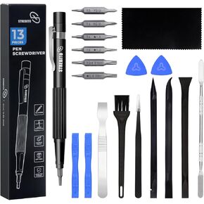 STREBITO Spudger Pry Tool Kit 12 Piece Opening Tool+13-in-1 Multi Screwdriver Magnetic Pocket Screwdriver Bundle
