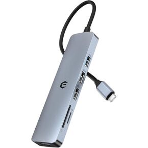 USB C HUB, 6 in 1 USB C Adapter, USB 3.0, 4K HDMI, Dual USB 2.0, SD/TF Card Reader, Docking Station Compatible with Mac Pro/Air Laptops and Other Type C Devices