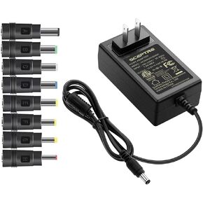 Kado AC/DC Power Adapter 12V-3A 2.5A 2A 1.25A 1A Power Cord 5.5x2.1mm with 8 Tips Made for Sceptre Monitor, Echo Smart Speaker & Display, Webcam, Router, Mini PC, Projector, CCTV, Bluetooth Speaker