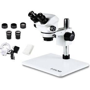 ESSLNB Binocular Stereo Microscope with LED Light, 3.5X-50X Magnification, WF10X Eyepieces, 0.7X-5.0X Zoom Objective, 0.5X Additional Objectives – Ideal for Observation in Education, Professional Use