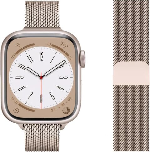 Compatible With Apple Watch Band Series 10 42mm Stainless Steel Mesh Loop Clasp Watch Strap 38mm/40mm/41mm Self-Adjustable Band for iWatch Series 9/8/7/6/5/4/3/2/1/SE in Saudi Arabia