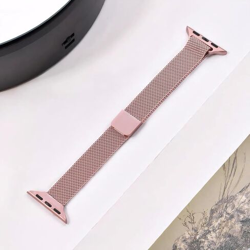 Compatible With Apple Watch Band Series 10 42mm Stainless Steel Mesh Loop Clasp Watch Strap 38mm/40mm/41mm Self-Adjustable Band for iWatch Series 9/8/7/6/5/4/3/2/1/SE in Saudi Arabia