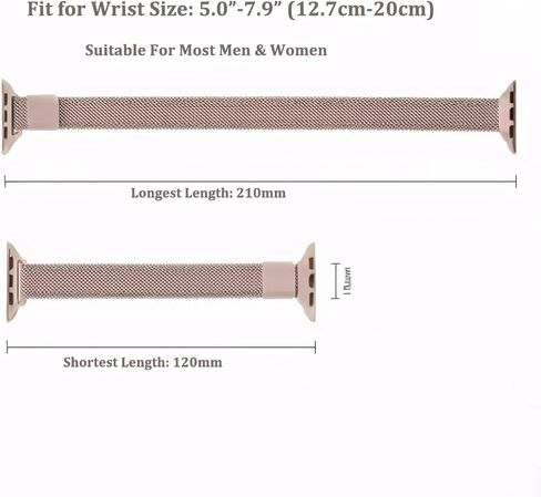 Compatible With Apple Watch Band Series 10 42mm Stainless Steel Mesh Loop Clasp Watch Strap 38mm/40mm/41mm Self-Adjustable Band for iWatch Series 9/8/7/6/5/4/3/2/1/SE in Saudi Arabia