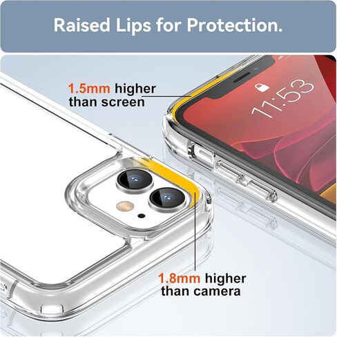 متوافق مع حالة iPhone 11: مع [واقي الشاشة الزجاجية المقببة] [المدمج في 4 وسائد هوائية] [غير صفراء] علبة هاتفية مقاومة للصدمات العسكرية لجهاز iPhone 11 ، Crystal Clear in Saudi Arabia