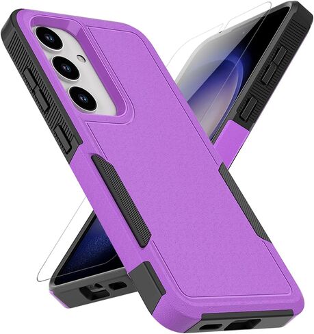 for Samsung Galaxy S25 Case: Dual Layer Protective Heavy Duty Cell Phone Cover Shockproof Rugged with Screen Protector - Military Protection Bumper Tough - Samsung Galaxy S25 2025, Black in Kuwait