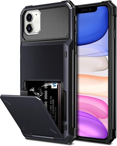Vofolen Case for iPhone 11 Case Wallet 4-Card Holder ID Slot Flip Door Hidden Pocket Anti-Scratch Dual Layer Hybrid TPU Bumper Armor Protective Hard Shell Back Cover for iPhone 11 6.1 inch Gun Metal in Kuwait