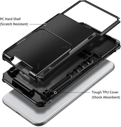 Vofolen Case for iPhone 11 Case Wallet 4-Card Holder ID Slot Flip Door Hidden Pocket Anti-Scratch Dual Layer Hybrid TPU Bumper Armor Protective Hard Shell Back Cover for iPhone 11 6.1 inch Gun Metal in Kuwait