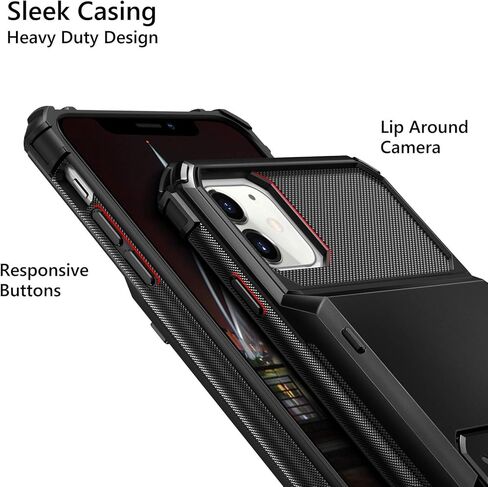 Vofolen Case for iPhone 11 Case Wallet 4-Card Holder ID Slot Flip Door Hidden Pocket Anti-Scratch Dual Layer Hybrid TPU Bumper Armor Protective Hard Shell Back Cover for iPhone 11 6.1 inch Gun Metal in Kuwait