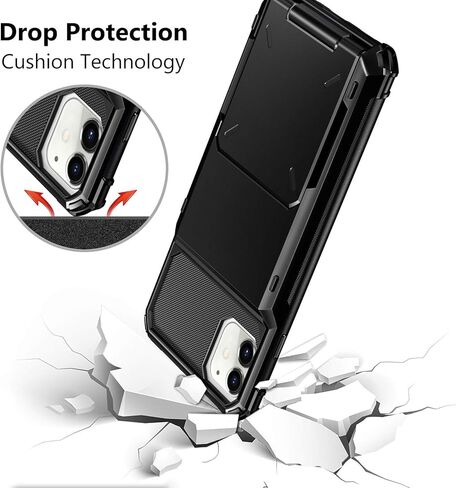 Vofolen Case for iPhone 11 Case Wallet 4-Card Holder ID Slot Flip Door Hidden Pocket Anti-Scratch Dual Layer Hybrid TPU Bumper Armor Protective Hard Shell Back Cover for iPhone 11 6.1 inch Gun Metal in Kuwait