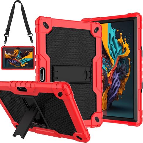 حالة لـ 10 بوصة Pritom M10/Quntico Y10/Digiland DL1036/Gateway/Voger PROENPAD X100/VUCATIMES N10/FIVAHIVA 10 INCH مع حالة حماية هجينة من Kickstand Rubber (أحمر/أسود) in Kuwait