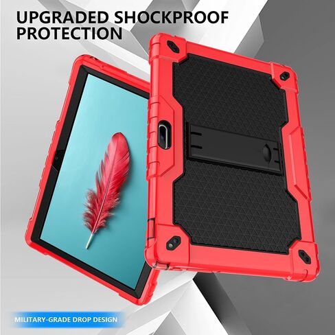 حالة لـ 10 بوصة Pritom M10/Quntico Y10/Digiland DL1036/Gateway/Voger PROENPAD X100/VUCATIMES N10/FIVAHIVA 10 INCH مع حالة حماية هجينة من Kickstand Rubber (أحمر/أسود) in Kuwait