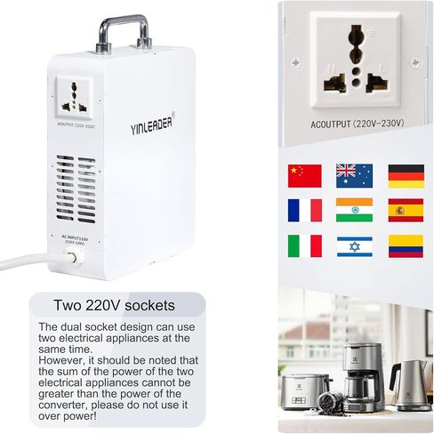 Yinleader 1500w 110v to 230v Step Up Transformer Power Voltage Converters(White) in Kuwait