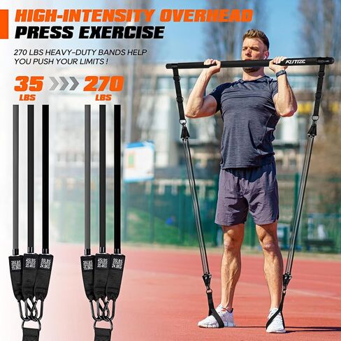 Pilates Bar Kit with Resistance Bands, Heavy Duty Pilates Equipment for Men, Strength Training Bar for Legs, Hip, Waist Back, Arm, Abs, Chest, Shoulders, Portable Home Gym Full Body Workout Equipment in Saudi Arabia