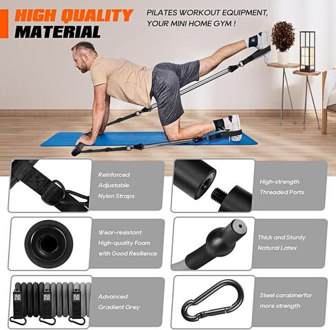 Pilates Bar Kit with Resistance Bands, Heavy Duty Pilates Equipment for Men, Strength Training Bar for Legs, Hip, Waist Back, Arm, Abs, Chest, Shoulders, Portable Home Gym Full Body Workout Equipment in Saudi Arabia
