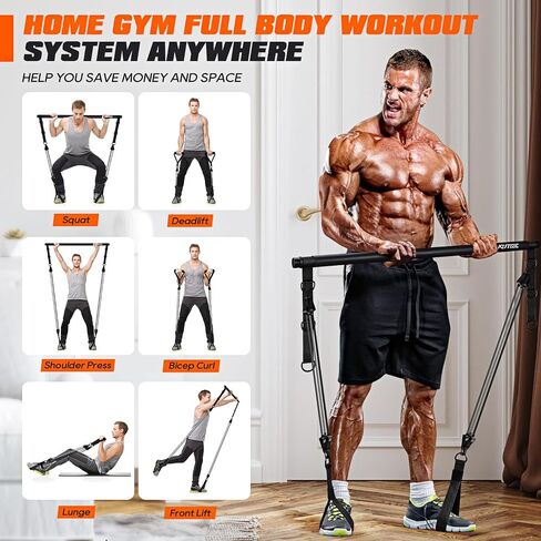 Pilates Bar Kit with Resistance Bands, Heavy Duty Pilates Equipment for Men, Strength Training Bar for Legs, Hip, Waist Back, Arm, Abs, Chest, Shoulders, Portable Home Gym Full Body Workout Equipment in Saudi Arabia