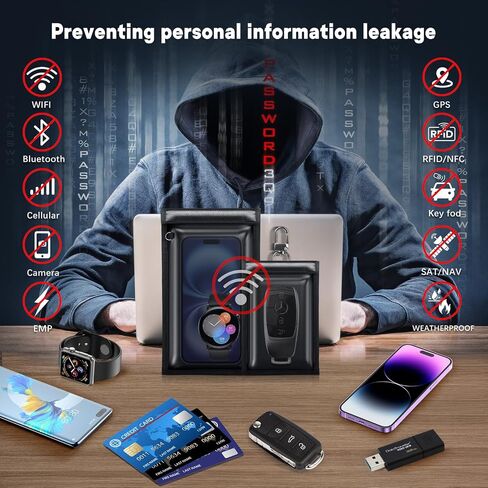 Faraday Bags -5 Pack EMP Proof Bags for Laptops&Tablets&Phones, Faraday Key Fob Protector, Fireproof & Waterproof RFID Faraday Pouch Key Fob Signal Blocker Anti-Theft Faraday Bag in Saudi Arabia
