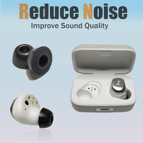 نصائح أذن الرغوة للذاكرة لـ Sennheiser Momentum 4 True Wireless Presection Prescips Tips for Sennheiser Momentum 4 True Wireless ، Fit in Case ، 3 Pairs LMS Black in Kuwait