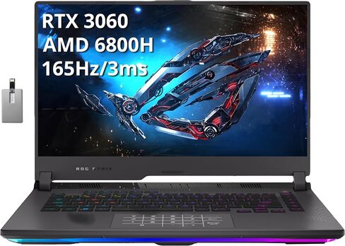 Asus 2022 ROG Strix G15 15.6'' FHD 144Hz Gaming Laptop, AMD Ryzen 7-4800H, 16GB RAM, 512B PCIe SSD, Backlit Keyboard, GeForce RTX 3060 Graphics, Windows 11 Home, Gray, 32GB Snowbell USB Card in Saudi Arabia