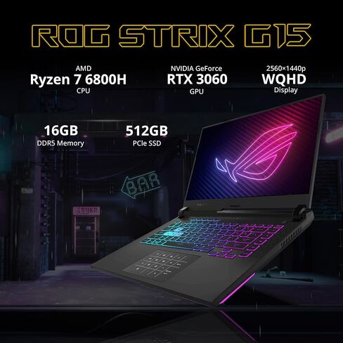 Asus 2022 ROG Strix G15 15.6'' FHD 144Hz Gaming Laptop, AMD Ryzen 7-4800H, 16GB RAM, 512B PCIe SSD, Backlit Keyboard, GeForce RTX 3060 Graphics, Windows 11 Home, Gray, 32GB Snowbell USB Card in Saudi Arabia