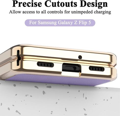 NINKI Compatible Leather Case for Galaxy Z Flip 5 Case with Hinge Protection,Shockproof Plating Leather & Hard PC Cover Phone Case for Galaxy Z Flip 5 Case, Flip 5 Case for Women Purple in Saudi Arabia