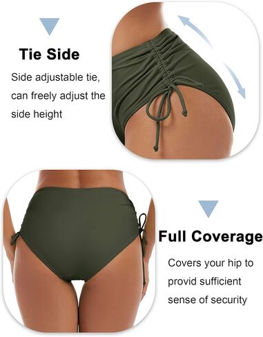 Bonneuitbebe Women's Bikini Bottoms Full Coverage Swim Bottoms Mid Waisted Bathing Suit Bottoms Swimsuit Bottoms in Kuwait