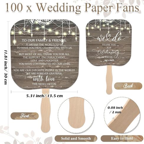 Fumete 100 Pcs Wedding Hand Fans for Guests and Greenery Wedding Guest Sign Handheld Fan wedding favors Portable Paper Fans with Wooden Handle for Wedding Bridal Shower Party Favors Appreciation Gifts in Saudi Arabia
