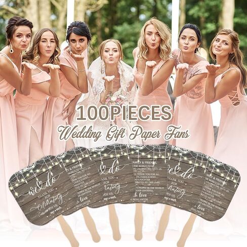 Fumete 100 Pcs Wedding Hand Fans for Guests and Greenery Wedding Guest Sign Handheld Fan wedding favors Portable Paper Fans with Wooden Handle for Wedding Bridal Shower Party Favors Appreciation Gifts in Saudi Arabia