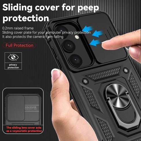 بالنسبة لحالة Samsung Galaxy S25 مع حامي شاشة HD Cover Cover ، فإن حامل الحلقة المغناطيسية ذات الطبقات العسكرية ذات الطبقات العسكرية. in Kuwait