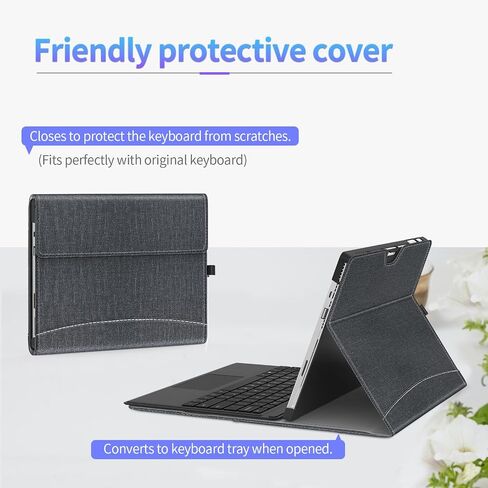 CASE FIT 12.3 في Microsoft Surface Pro 7/7+/6/5/4 ، غطاء أعمال محفظة عرض الزاوية المتعددة مع حامل القلم والجيب ، متوافق مع لوحة مفاتيح غطاء النوع ، الأسود in Saudi Arabia