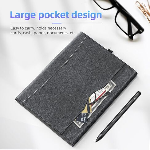 CASE FIT 12.3 في Microsoft Surface Pro 7/7+/6/5/4 ، غطاء أعمال محفظة عرض الزاوية المتعددة مع حامل القلم والجيب ، متوافق مع لوحة مفاتيح غطاء النوع ، الأسود in Saudi Arabia