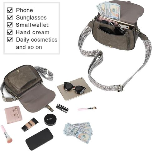 Crossbody Bags for Women,Small Saddle Purse and Boho Cross Body Handbags,Vegan Leather in Saudi Arabia