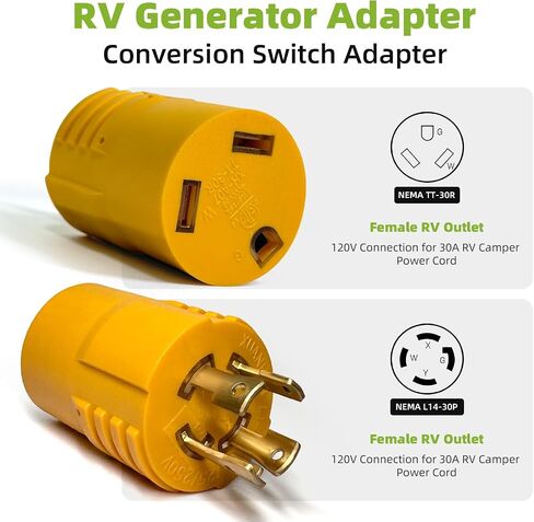NEMA L14-30P إلى TT-30R 30 AMP RV Generator Adapter ، 4 Prong 30A L14-30P Locking Male 125/250 Sluge إلى TT-30R Outlet ETL مدرجة in Kuwait