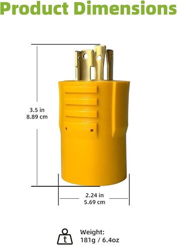NEMA L14-30P إلى TT-30R 30 AMP RV Generator Adapter ، 4 Prong 30A L14-30P Locking Male 125/250 Sluge إلى TT-30R Outlet ETL مدرجة in Kuwait