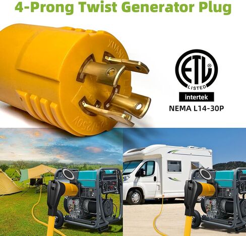 NEMA L14-30P إلى TT-30R 30 AMP RV Generator Adapter ، 4 Prong 30A L14-30P Locking Male 125/250 Sluge إلى TT-30R Outlet ETL مدرجة in Kuwait