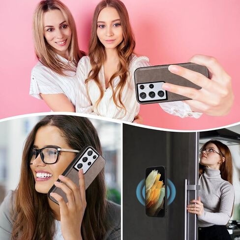 Asuwish Phone Case for Samsung Galaxy S21 Ultra 5G Zipper Wallet Detachable Cell Cover with Tempered Glass Screen Protector Crossbody Strap Flower Card Holder S21ultra 21S S 21 21ultra G5 Women Gray in Saudi Arabia